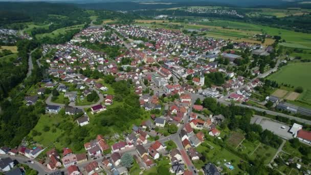 Повітряний Вид Місто Неккаргерах Німеччині Весняний Сонячний День — стокове відео