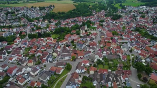 Vista Panorámica Aérea Ciudad Dielheim Alemania Día Nublado Primavera — Vídeos de Stock