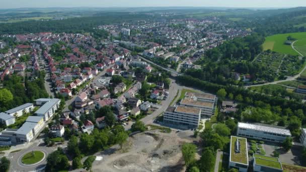 Повітряний Вид Довкола Міста Неккарзульм Німеччині Сонячний Весняний Ранок — стокове відео