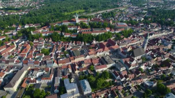Aerial View City Freising Germany Bavaria Sunny Spring Afternoon — Stock Video