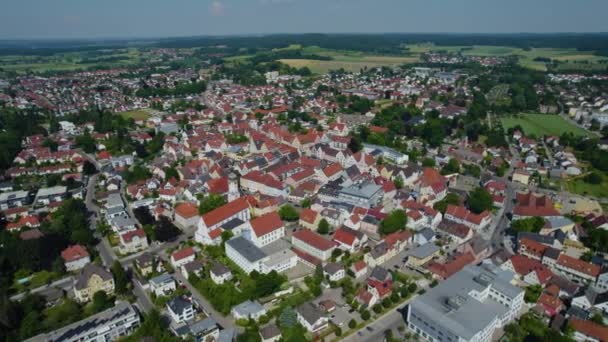 Vista Aérea Ciudad Aichach Alemania Baviera Una Tarde Soleada Día — Vídeos de Stock