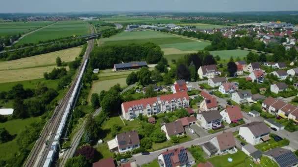 Aerial View City Meitingen Germany Bavaria Sunny Afternoon Spring Day — Stock Video