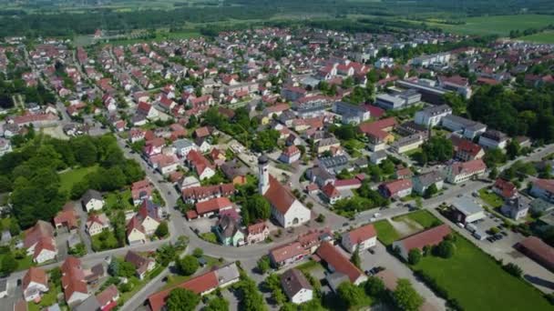 Pemandangan Udara Kota Meitingen Jerman Bavaria Pada Hari Musim Semi — Stok Video