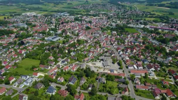 Aerial View City Wertingen Germany Bavaria Sunny High Noon Spring — Stock Video