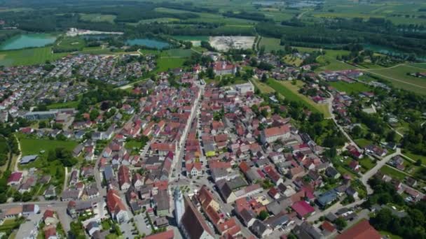 Вид Воздуха Город Hchstadt Германии Бавария Солнечный День Весны — стоковое видео