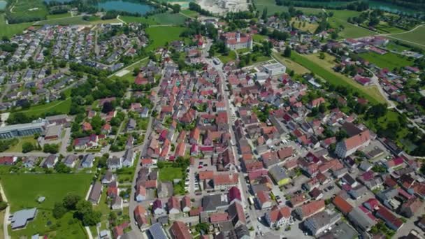 Vista Aérea Cidade Hchstadt Alemanha Baviera Dia Ensolarado Primavera Meio — Vídeo de Stock