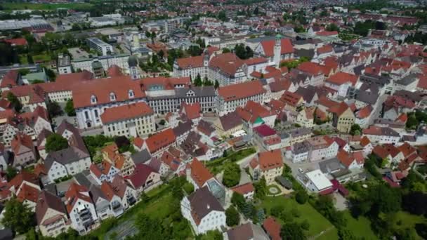 Aerial View City Dillingen Germany Bavaria Sunny High Noon Spring — Stock Video