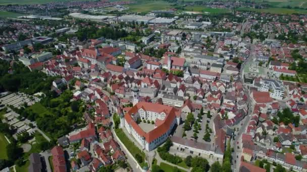 Aerial View City Dillingen Germany Bavaria Sunny High Noon Spring — Stock Video
