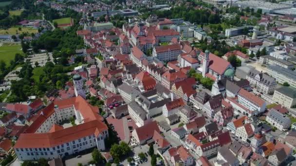 Aerial View City Dillingen Germany Bavaria Sunny High Noon Spring — Stock Video