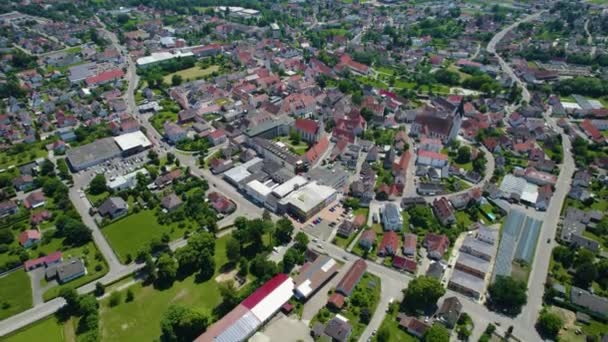 Veduta Aerea Della Città Gundelfingen Germania Baviera Una Soleggiata Giornata — Video Stock