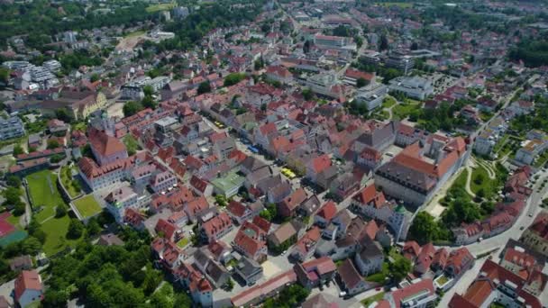 Veduta Aerea Della Città Guenzburg Germania Baviera Una Soleggiata Giornata — Video Stock