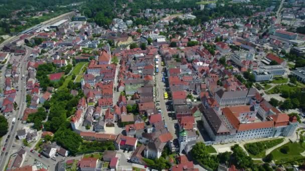 Aerial View City Guenzburg Germany Bavaria Sunny High Noon Spring — 비디오