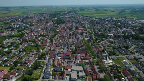 Légi Felvétel Város Langenau Németországban Bajorország Egy Napos Magas Délben — Stock videók