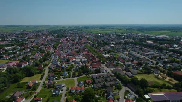 Vista Aérea Cidade Langenau Alemanha Baviera Dia Ensolarado Primavera Meio — Vídeo de Stock