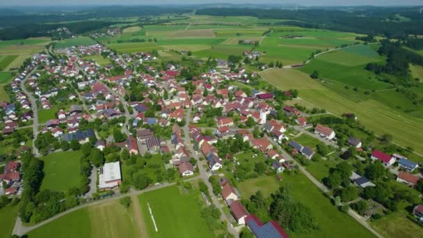 Αεροφωτογραφία Του Χωριού Seeburg Στη Γερμανία Μια Ηλιόλουστη Μέρα Την — Αρχείο Βίντεο