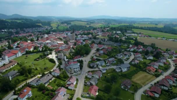 Luftaufnahme Einer Stadt Bayern Deutschland Einem Sonnigen Nachmittag Frühling — Stockvideo
