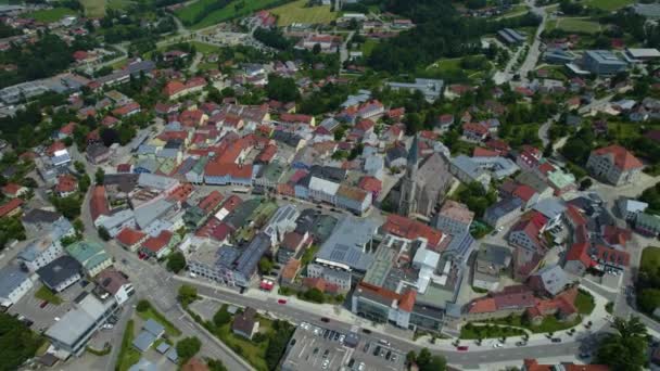 Vista Aérea Alrededor Ciudad Waldkirchen Alemania Baviera Una Tarde Soleada — Vídeos de Stock