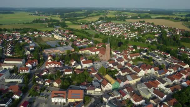 Flygfoto Över Stad Bayern Tyskland Solig Eftermiddag Våren — Stockvideo