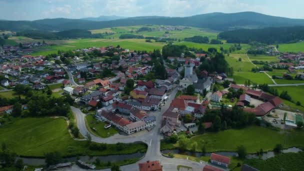 Flygfoto Över Stad Bayern Tyskland Solig Eftermiddag Våren — Stockvideo