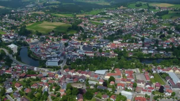 Veduta Aerea Intorno Una Città Della Baviera Germania Pomeriggio Soleggiato — Video Stock