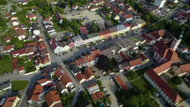 Vista Aérea Alrededor Ciudad Monasterio Gangkofen Alemania Baviera Una Tarde — Vídeos de Stock