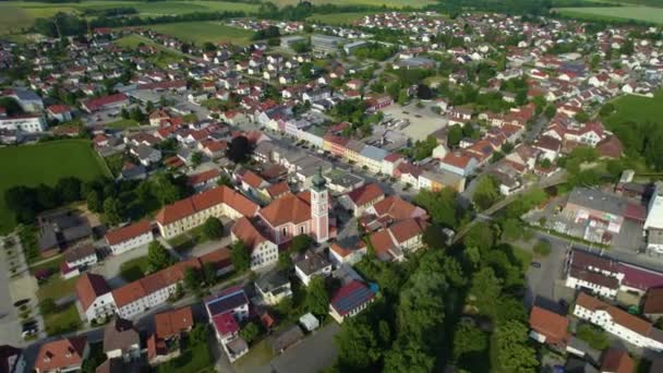 Veduta Aerea Intorno Alla Città Monastero Gangkofen Germania Baviera Pomeriggio — Video Stock