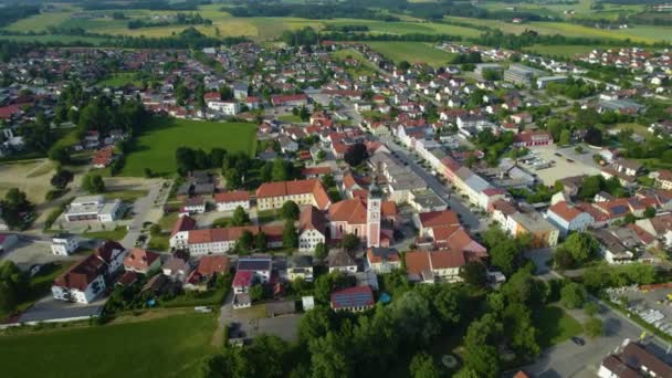 Luchtfoto Rond Stad Klooster Gangkofen Duitsland Beieren Een Zonnige Middag — Stockvideo