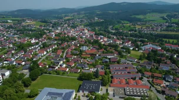 Vista Aérea Alrededor Ciudad Viechtach Alemania Baviera Una Tarde Soleada — Vídeo de stock