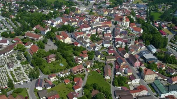 Pemandangan Udara Sekitar Kota Viechtach Jerman Bavaria Pada Sore Hari — Stok Video