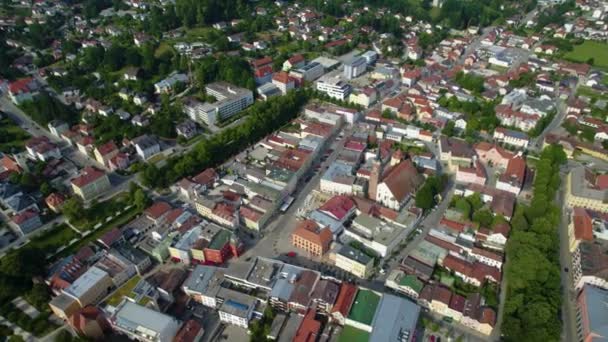 Flygfoto Runt Staden Pfarrkirchen Tyskland Bayern Solig Eftermiddag Våren — Stockvideo