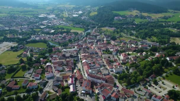 Αεροφωτογραφία Γύρω Από Την Πόλη Bad Koetzting Στη Γερμανία Βαυαρία — Αρχείο Βίντεο