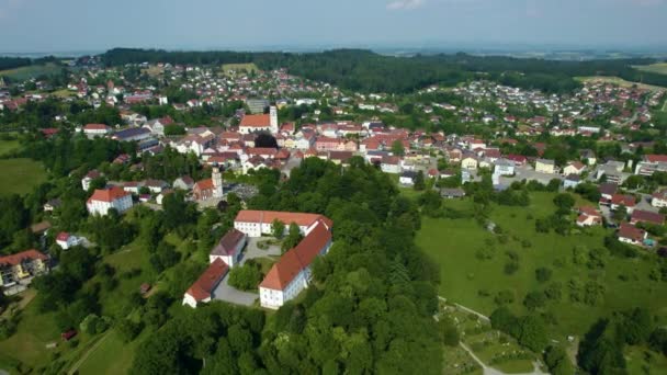 Luchtfoto Rond Stad Bad Griesbach Duitsland Beieren Een Zonnige Middag — Stockvideo