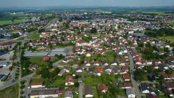 Flygfoto Runt Staden Pocking Tyskland Bayern Solig Eftermiddag Våren — Stockvideo