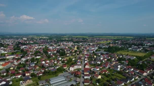 Veduta Aerea Intorno Alla Città Pocking Germania Baviera Pomeriggio Sole — Video Stock