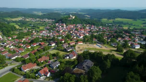 Luchtfoto Rond Oude Stad Falkenstein Duitsland Beieren Een Zonnige Ochtend — Stockvideo