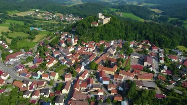 Légi kilátás a régi város Falkenstein Németországban., Bajorország egy napsütéses reggel tavasszal.