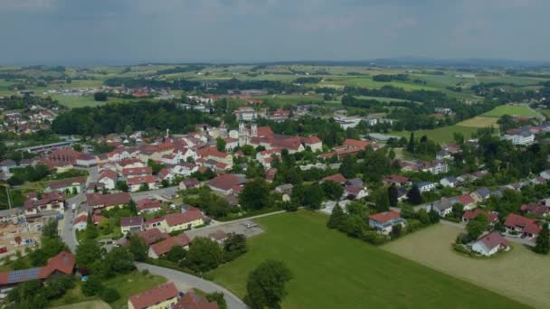 Flygfoto Runt Staden Och Klostret Fuerstenzell Tyskland Bayern Solig Eftermiddag — Stockvideo
