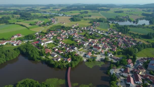 Pemandangan Udara Sekitar Desa Wiesenfelden Jerman Bavaria Pada Sore Hari — Stok Video