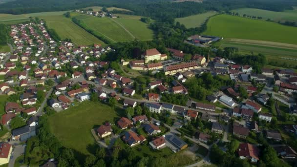 Vista Aérea Alrededor Ciudad Steinach Alemania Baviera Una Mañana Soleada — Vídeos de Stock