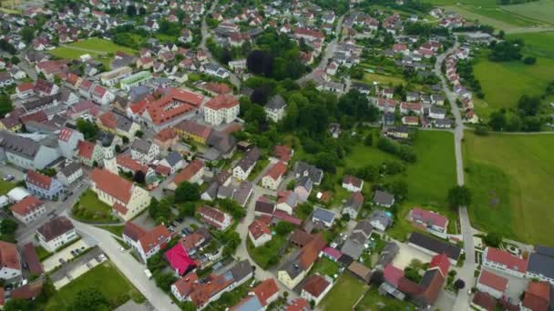 Vista Aérea Alrededor Ciudad Alemania Baviera Una Tarde Soleada Primavera — Vídeos de Stock