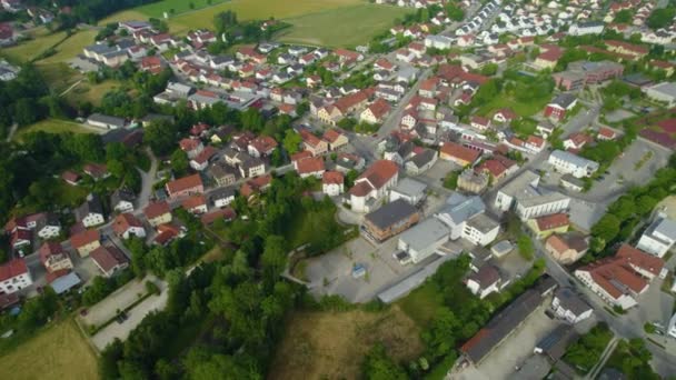 Vista Aérea Torno Uma Cidade Alemanha Baviera Uma Tarde Ensolarada — Vídeo de Stock