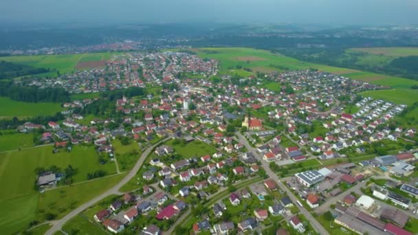 Widok Lotu Ptaka Wokół Miasta Niemczech Bawaria Słoneczne Popołudnie Wiosną — Wideo stockowe