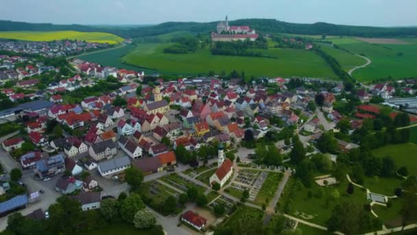 Widok Lotu Ptaka Wokół Miasta Niemczech Bawaria Słoneczne Popołudnie Wiosną — Wideo stockowe