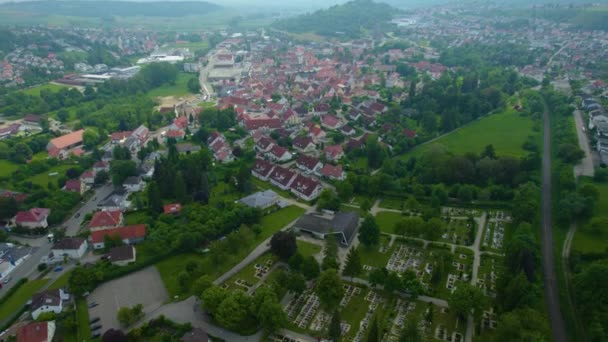 Baharda Güneşli Bir Öğleden Sonra Bavyera Almanya Bir Şehrin Havadan — Stok video