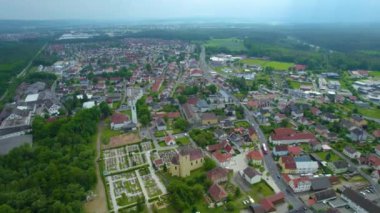 Almanya 'nın havadan görünüşü, güneşli bir baharda öğleden sonra Bavyera..