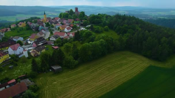 Luftudsigt Rundt Byen Tyskland Bayern Solrig Eftermiddag Foråret – Stock-video