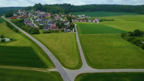 Widok Lotu Ptaka Centrum Starego Miasta Niemczech Bawaria Słoneczny Wiosenny — Wideo stockowe