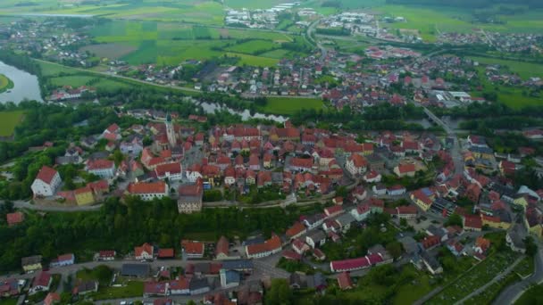 Aerial View Old Town Center Germany Bavaria Sunny Spring Day — Stock Video