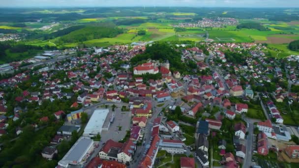 Almanya Daki Eski Bir Şehir Merkezinin Havadan Görünüşü Güneşli Bir — Stok video