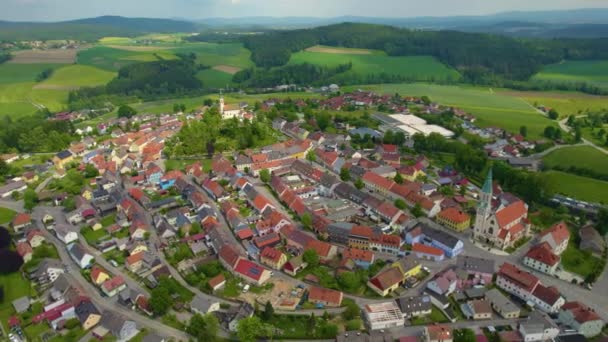 Aerial View Old Town City Center Germany Bavaria Sunny Spring — Stock Video